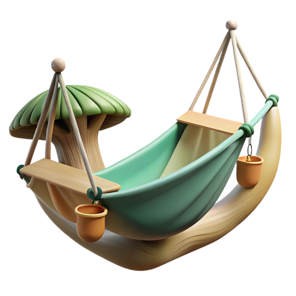 elegant rustic Camping Hammock Hanging Between Trees Transparent Background professional png
