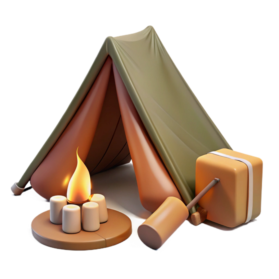 beautiful vintage Camping Tent and Campfire Isolated on Transparent Background authentic png
