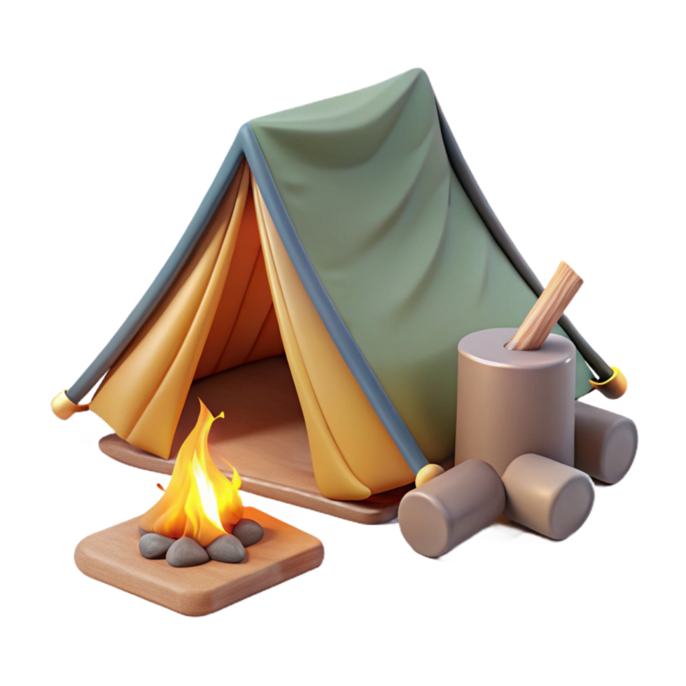serene classic Camping Tent and Campfire Isolated on Transparent Background original png