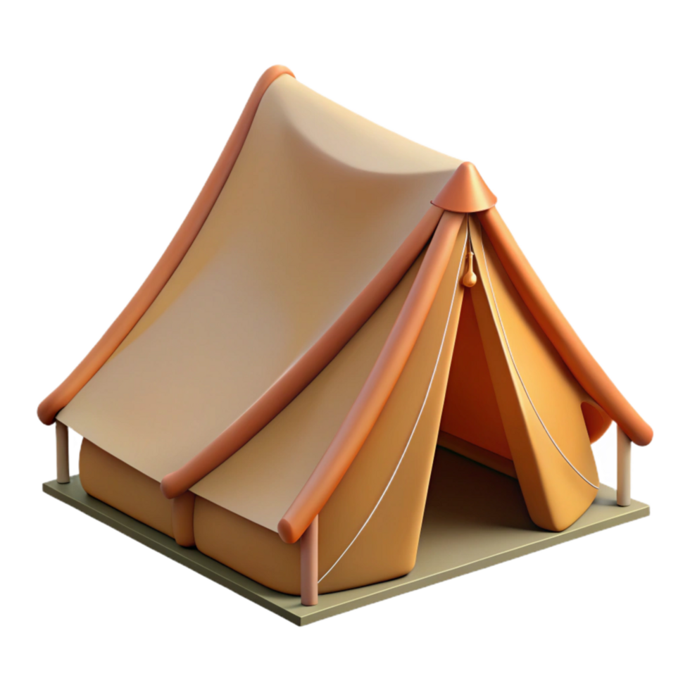 wonderful minimalist Camping Tent with Open Flap Isolated detailed png