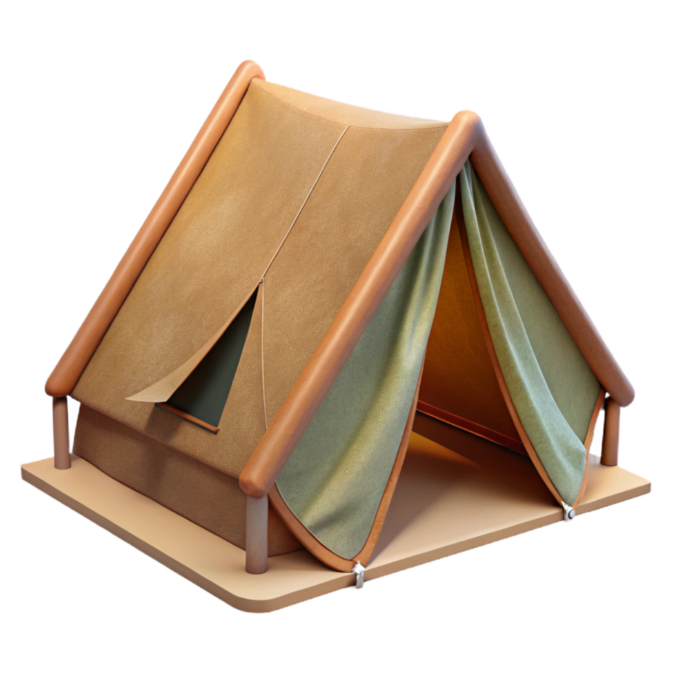 dramatic rustic Camping Tent with Open Flap Isolated exclusive png
