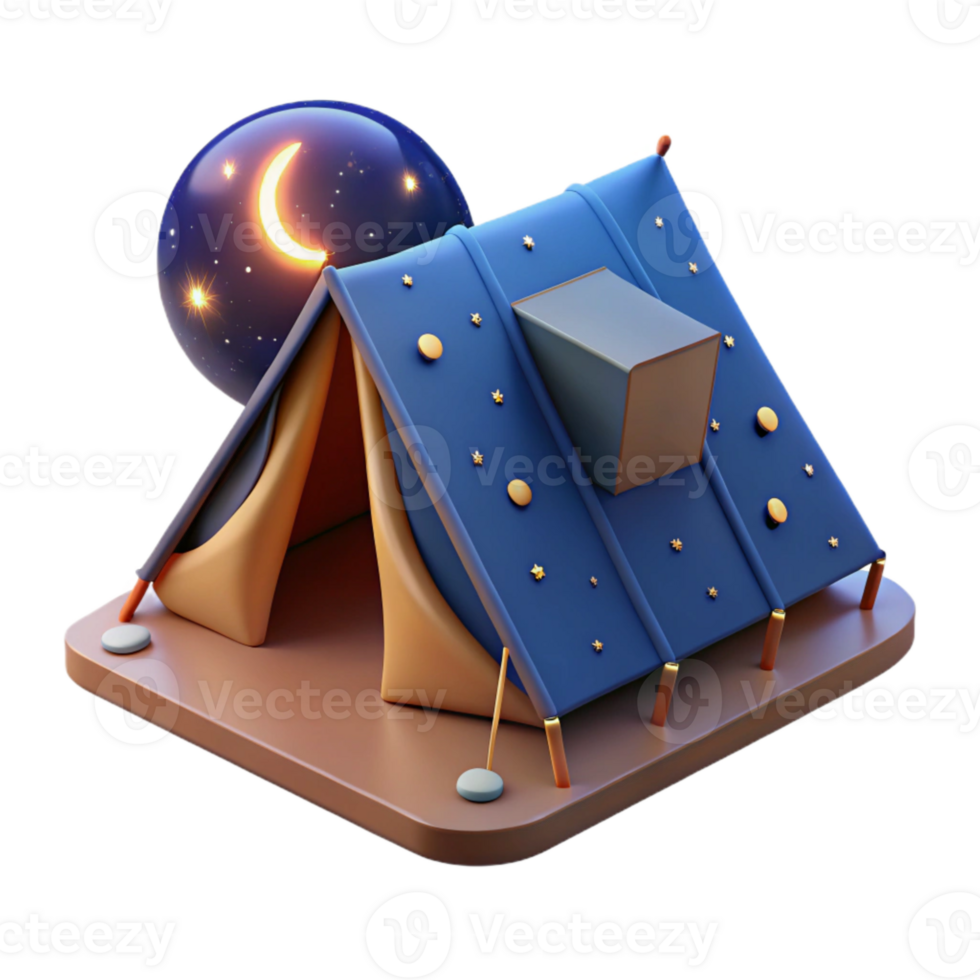 dramatic abstract Camping Tent Under Starry Sky Night Scene Cutout genuine png