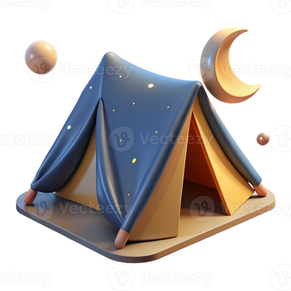 serene artistic Camping Tent Under Stars Cutout Night View detailed png