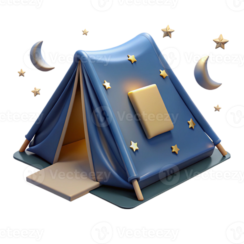 impressive contemporary Camping Tent Under Stars Cutout Night View premium png
