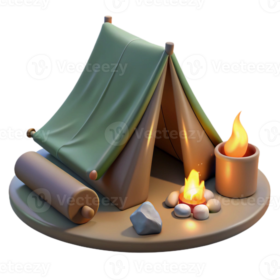 impressive artistic Campsite with Tent and Campfire Transparent Background exclusive png