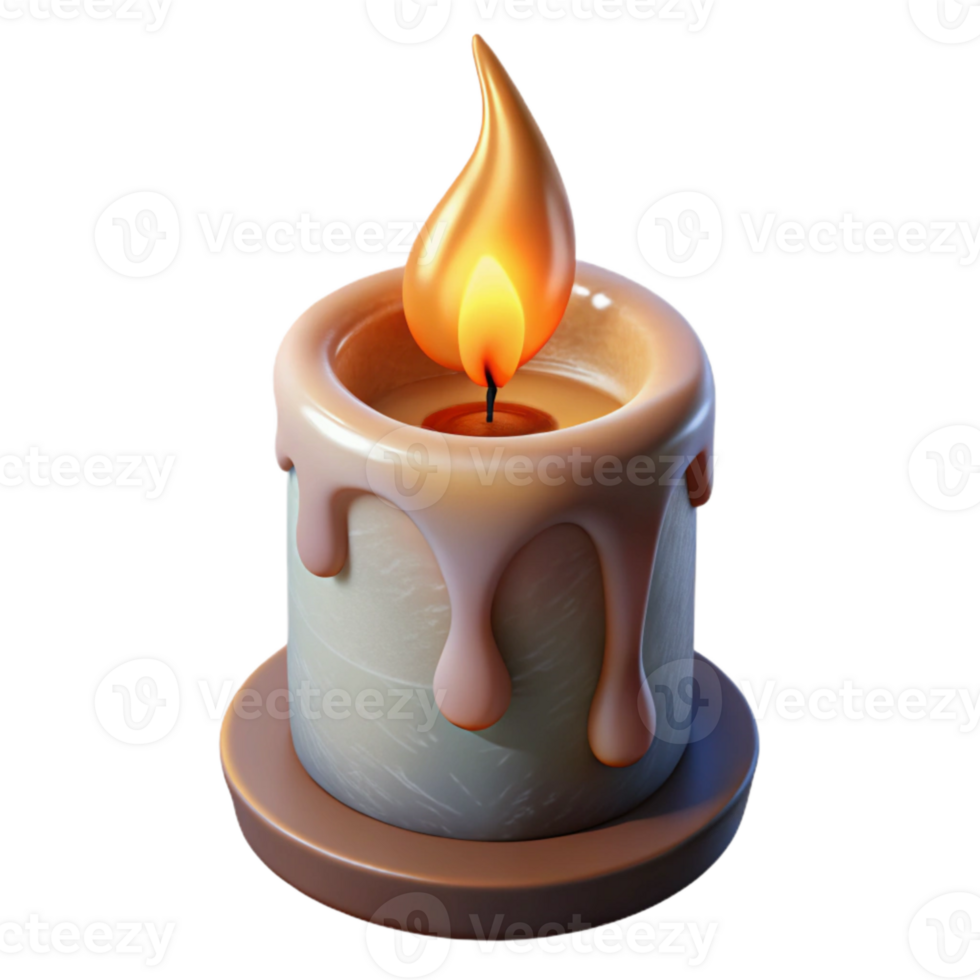extraordinary rustic Candle Cutout with Burning Flame Transparent Background detailed png