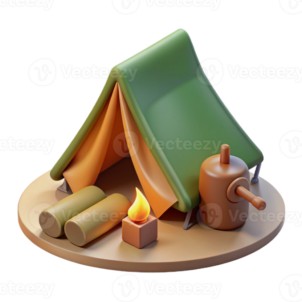 extraordinary abstract Campsite with Tent and Campfire Transparent Background 4K png