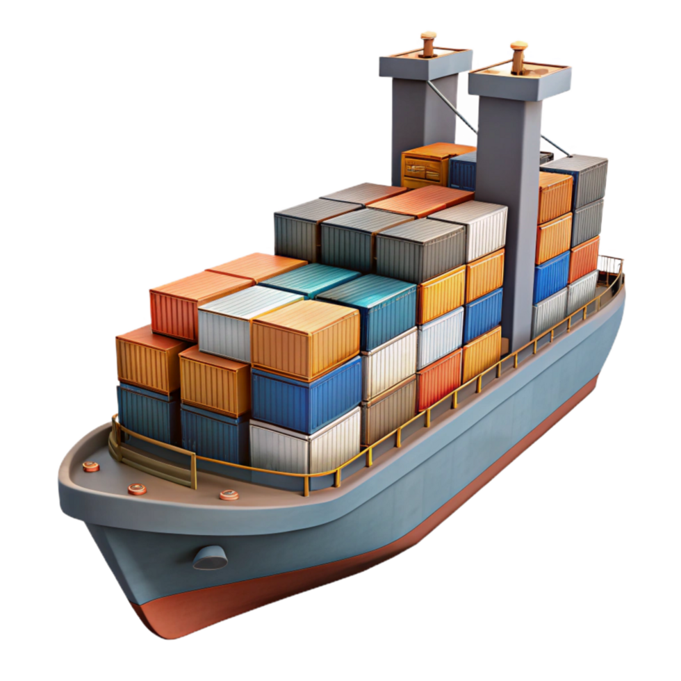 serene modern Cargo Ship at Port Isolated high quality png