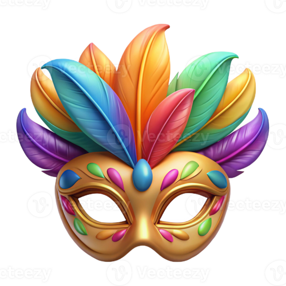 dramatic abstract Carnival Mask Feathered Decor Bright Colors Cutout premium png