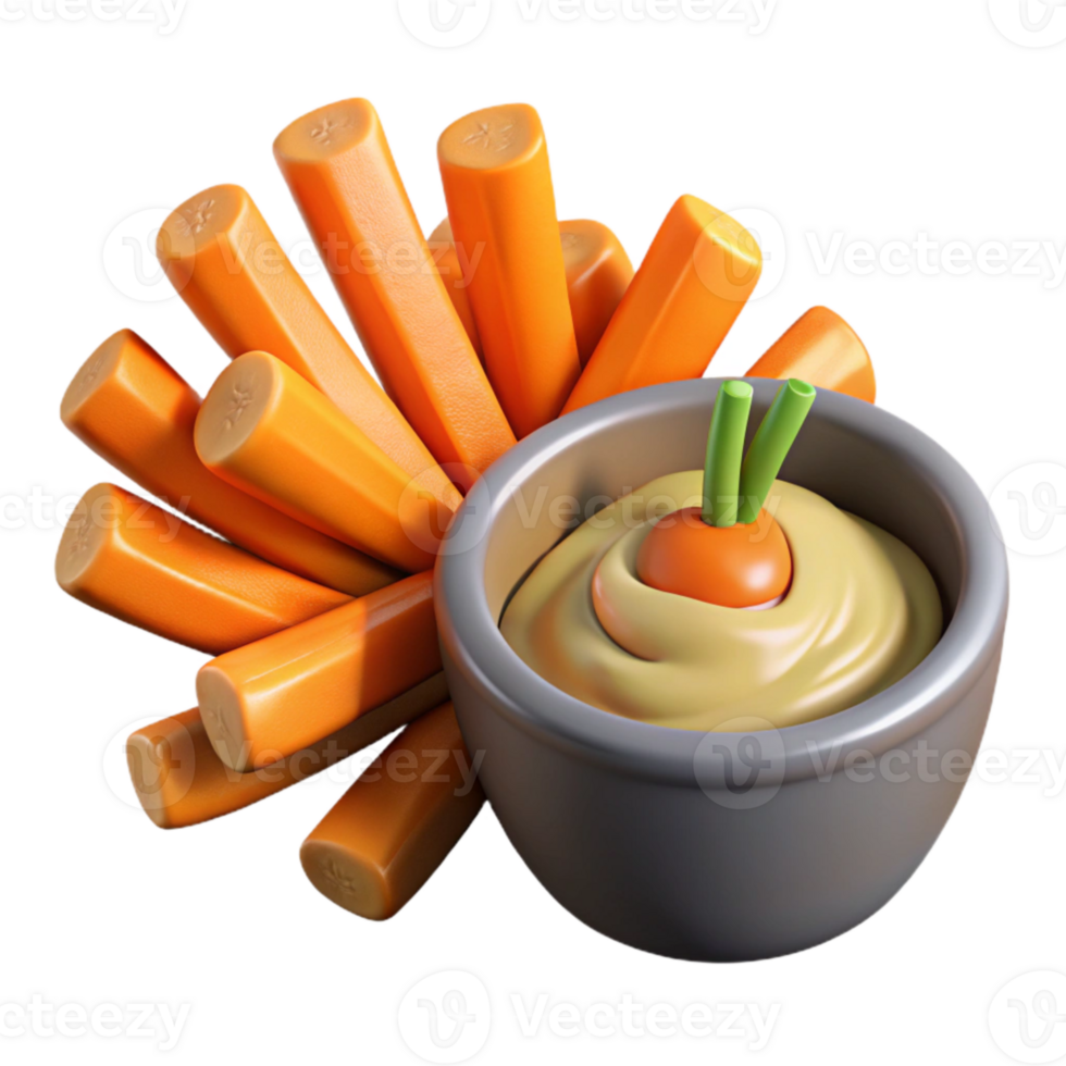 elegant traditional Carrot Sticks and Dip Cutout Element high resolution png
