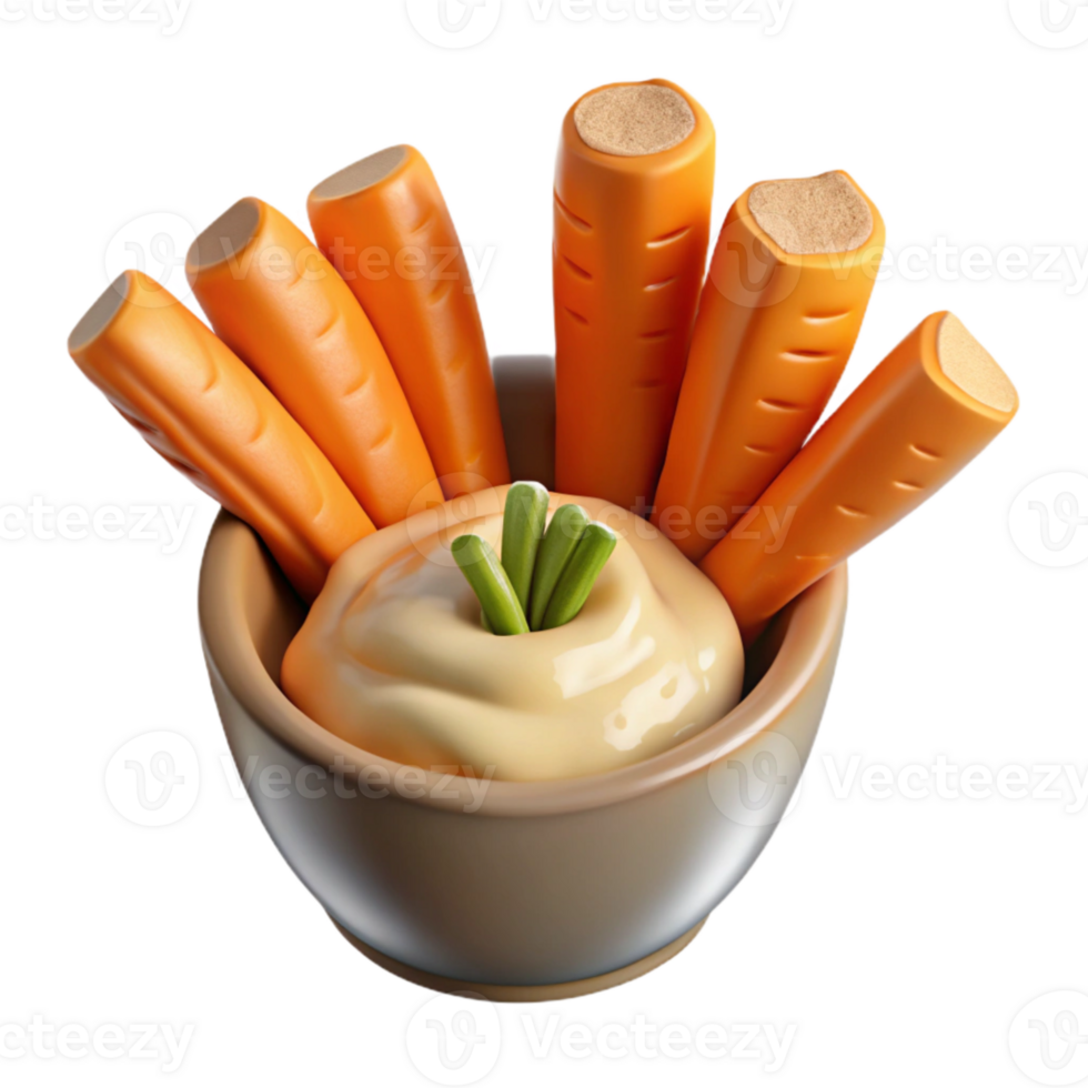 magnificent classic Carrot Sticks and Dip Cutout Element original png