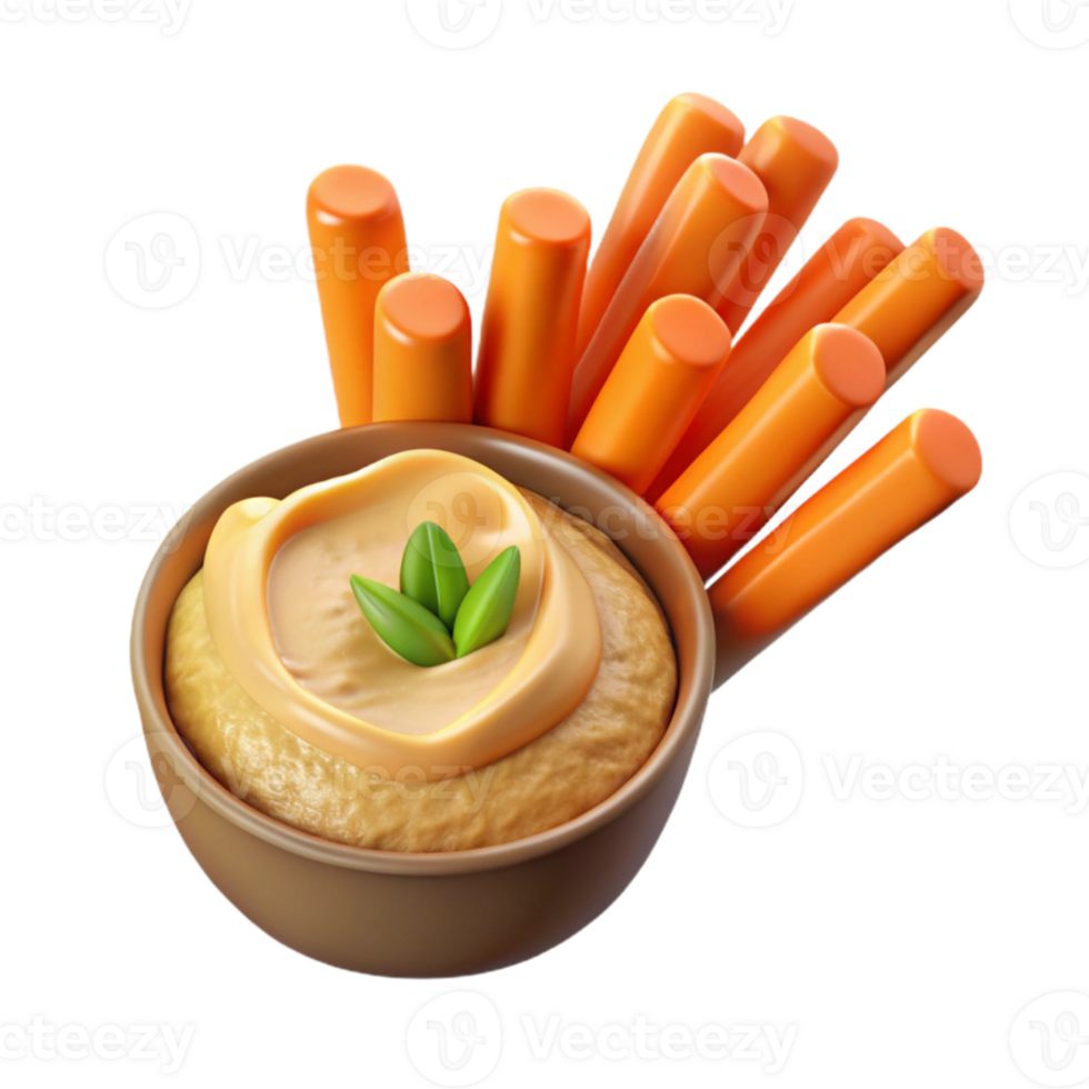 vibrant artistic Carrot Sticks and Hummus Cutout high quality png