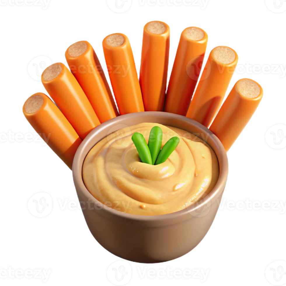 serene contemporary Carrot Sticks with Hummus Transparent Background premium png