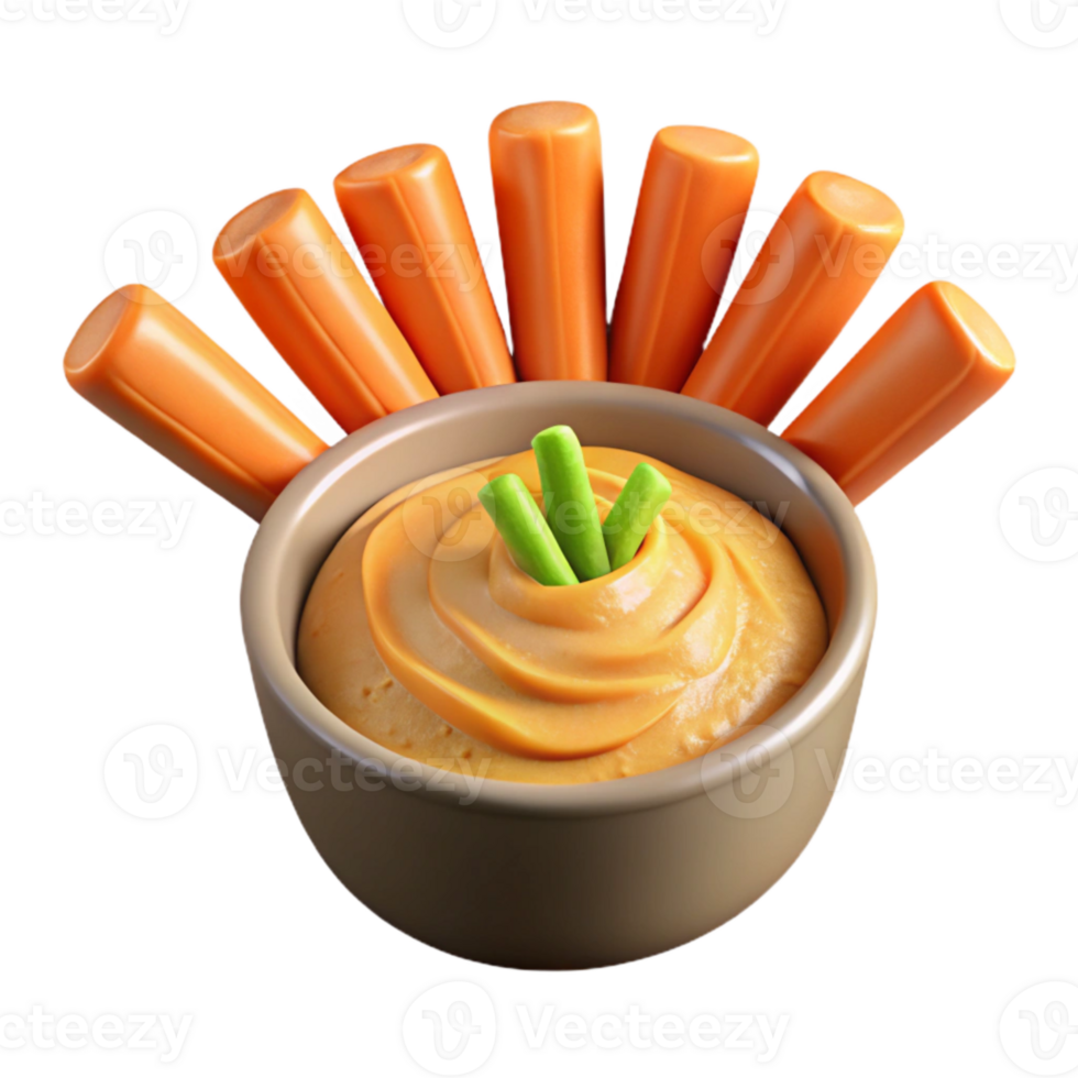 impressive minimalist Carrot Sticks with Hummus Transparent Background detailed png