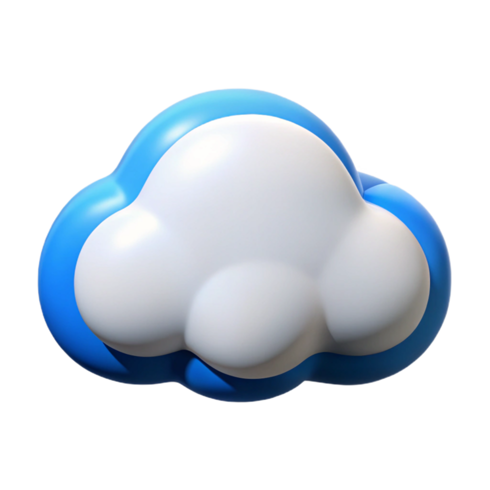 elegant rustic Cartoon Cloud Icon White with Blue Outline Transparent Background genuine png