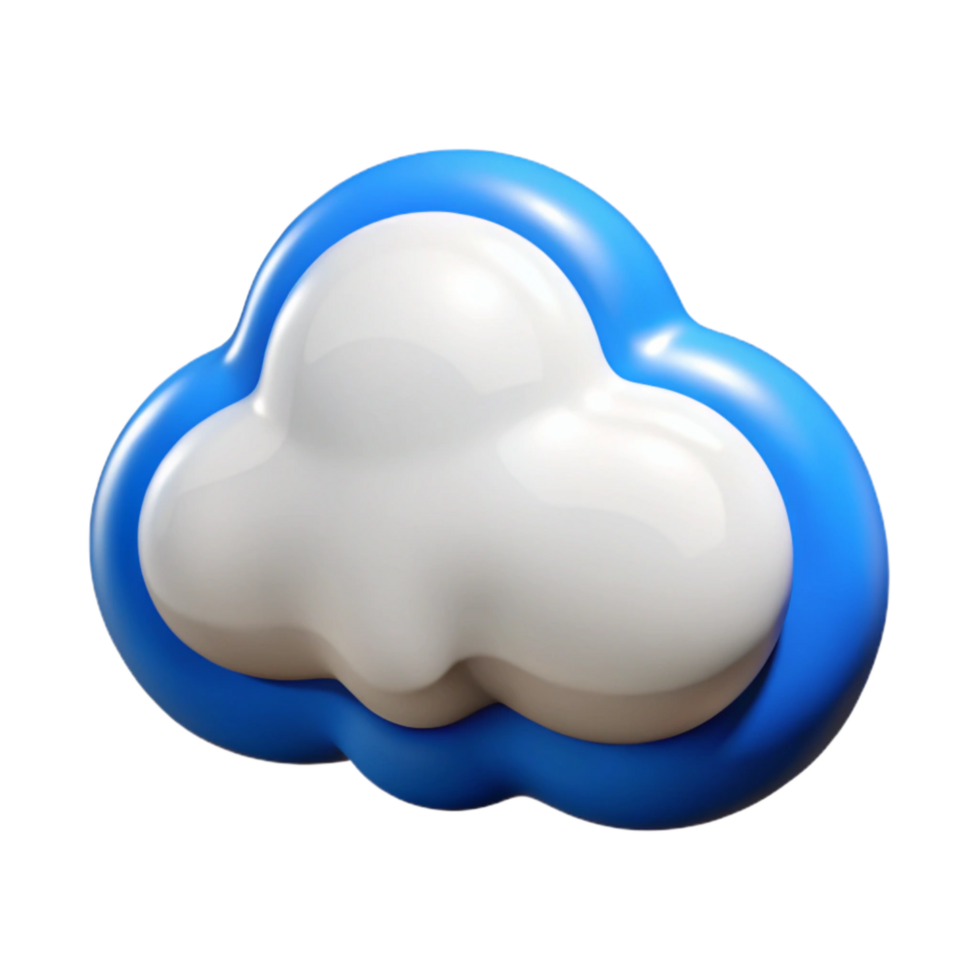 impressive classic Cartoon Cloud Icon White with Blue Outline Transparent Background original png