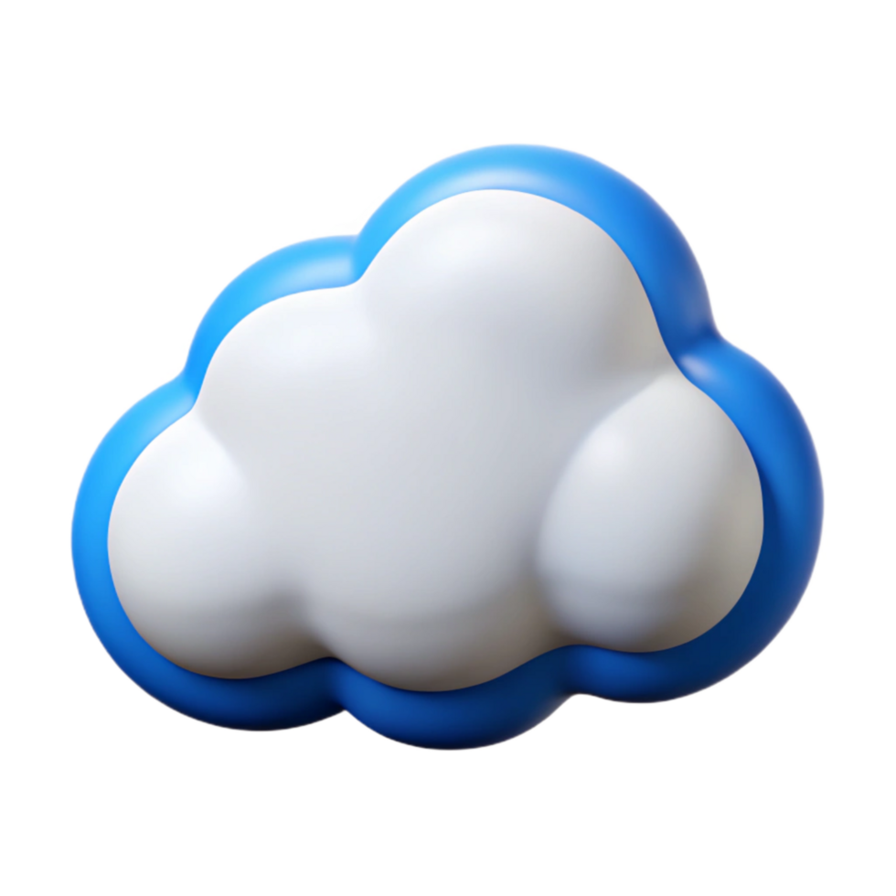 extraordinary traditional Cartoon Cloud Icon White with Blue Outline Transparent Background exclusive png