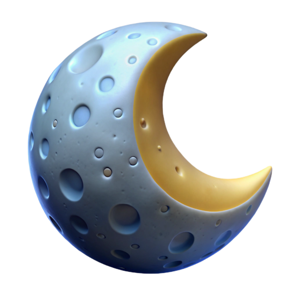 wonderful abstract Cartoon Moon Icon Isolated 4K png