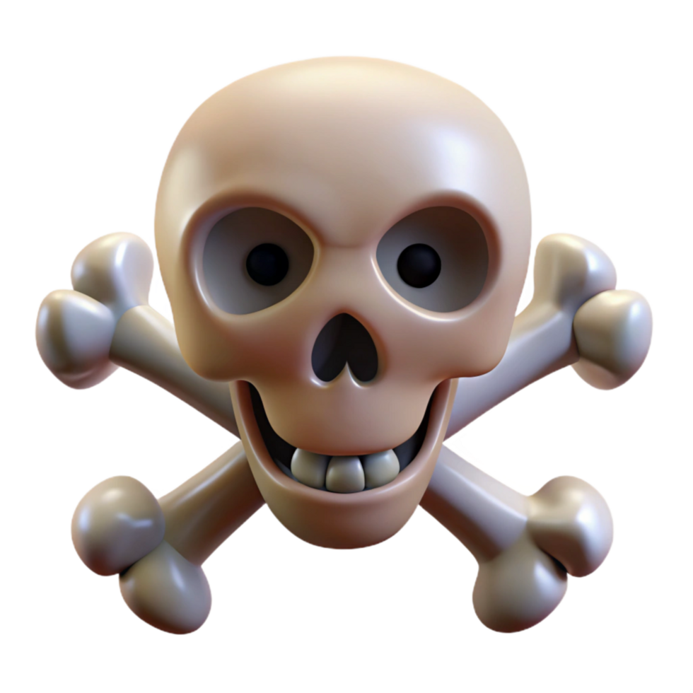 serene abstract Cartoon Skull with Crossbones Isolated detailed png