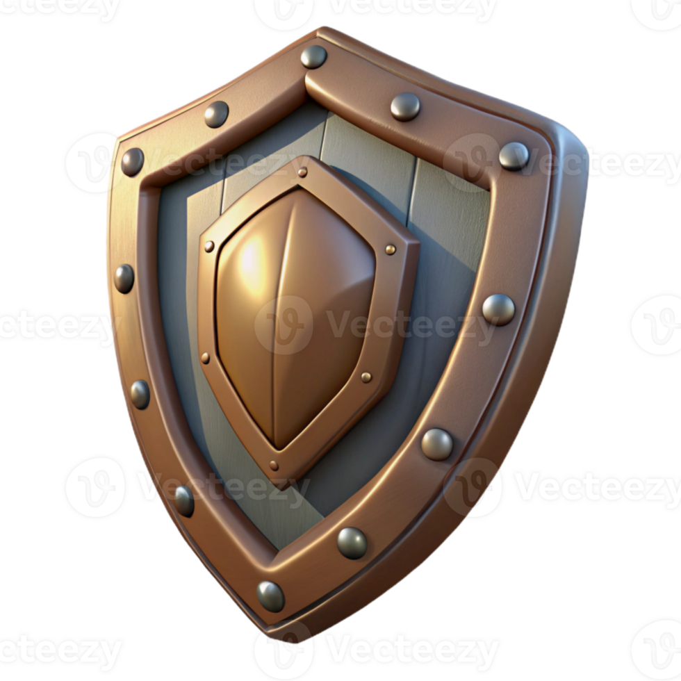 elegant abstract Cartoon Shield with Metallic Texture Isolated exclusive png