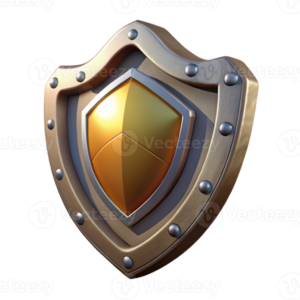 elegant modern Cartoon Shield with Metallic Texture Isolated exclusive png