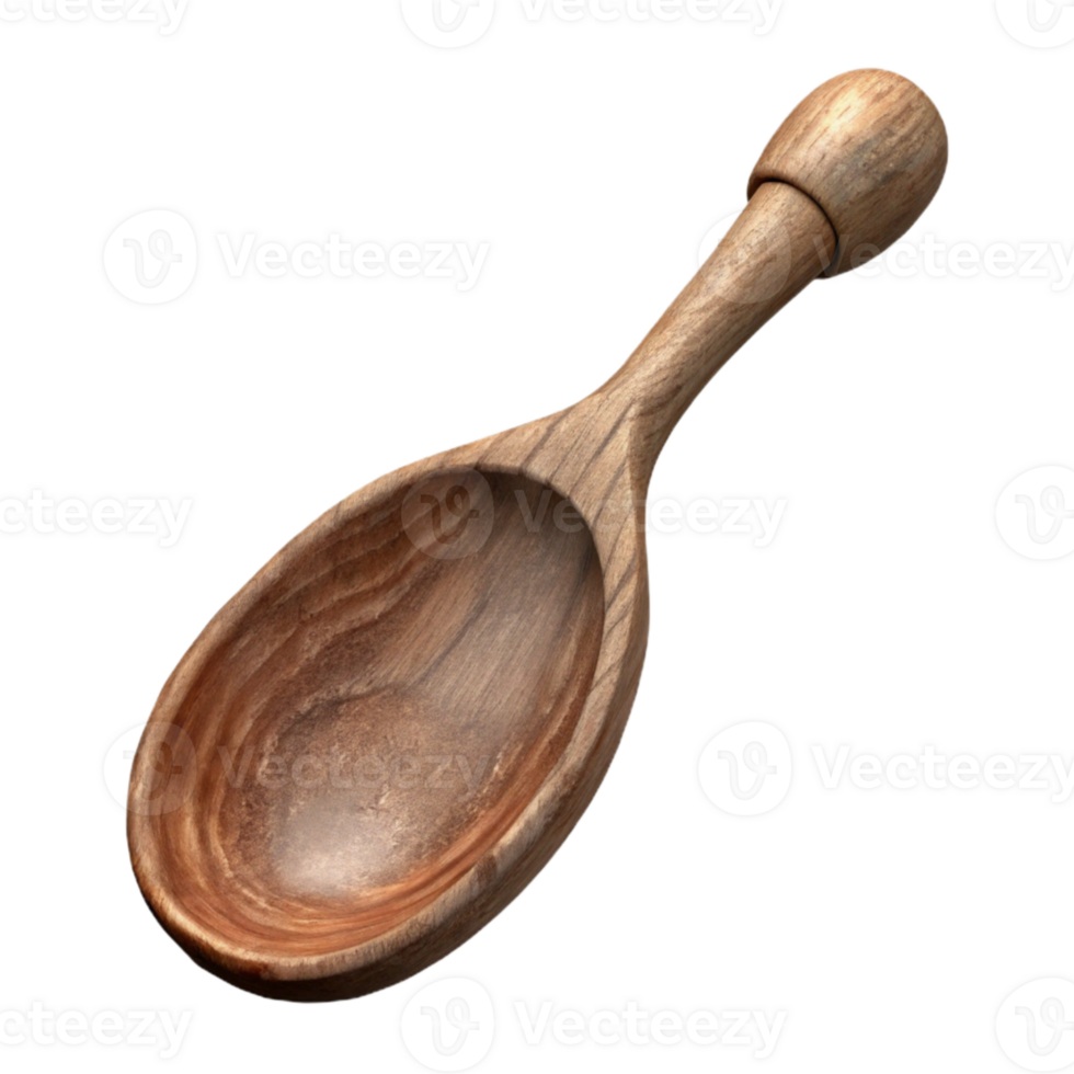 beautiful artistic Carved Wooden Spoon Rustic Style Isolated Element 4K png