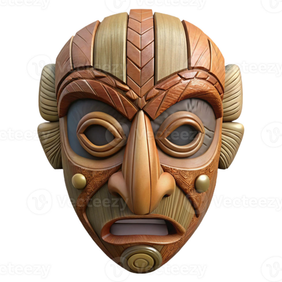 wonderful artistic Carved Wooden Mask Tribal Design Cutout 4K png