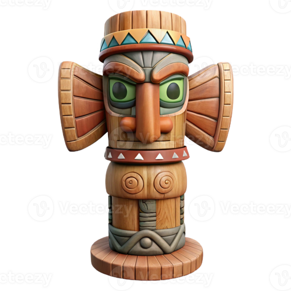 wonderful abstract Carved Wooden Totem Pole Indigenous Art Cutout detailed png