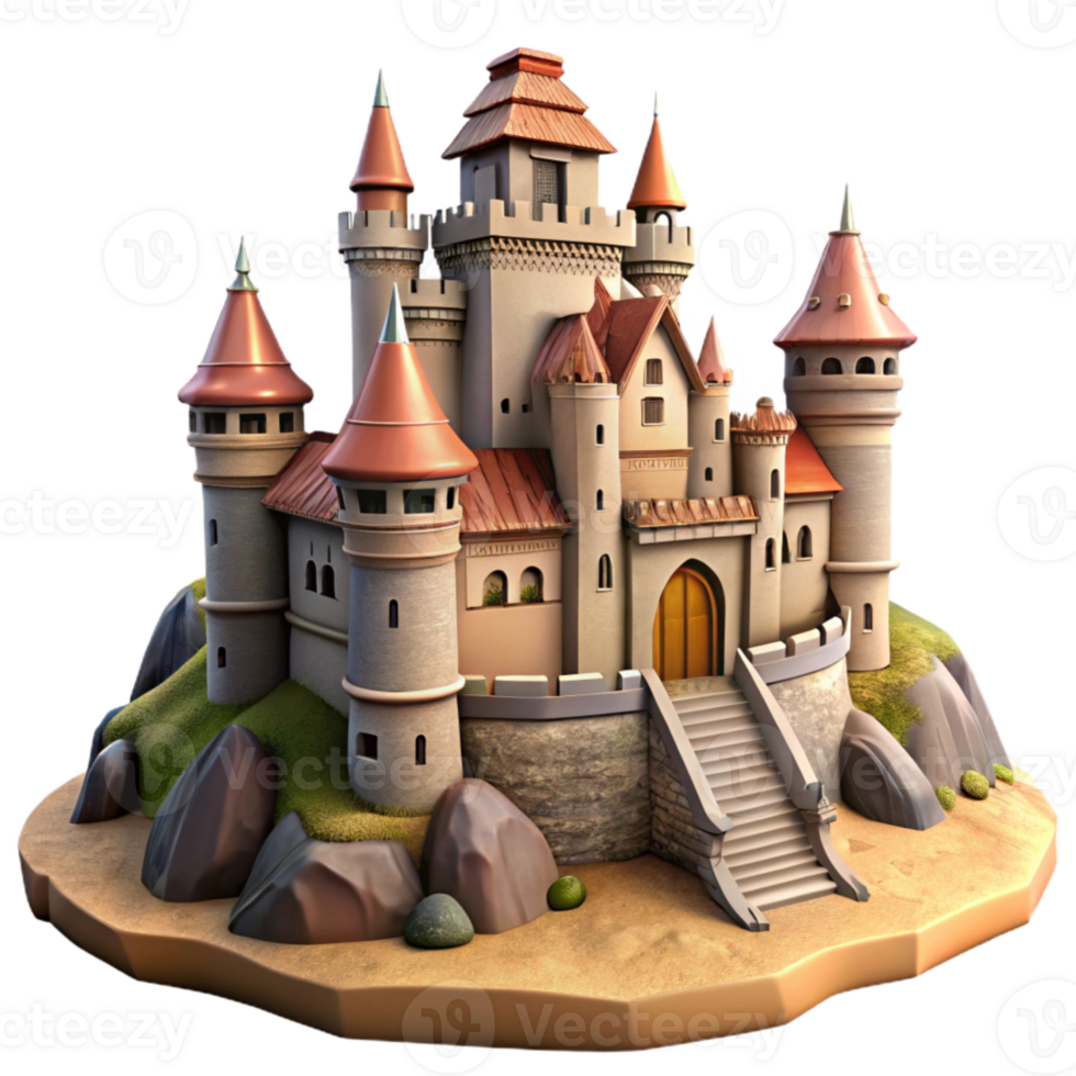 magnificent classic Castle on Hilltop Medieval Architecture Cutout high resolution png