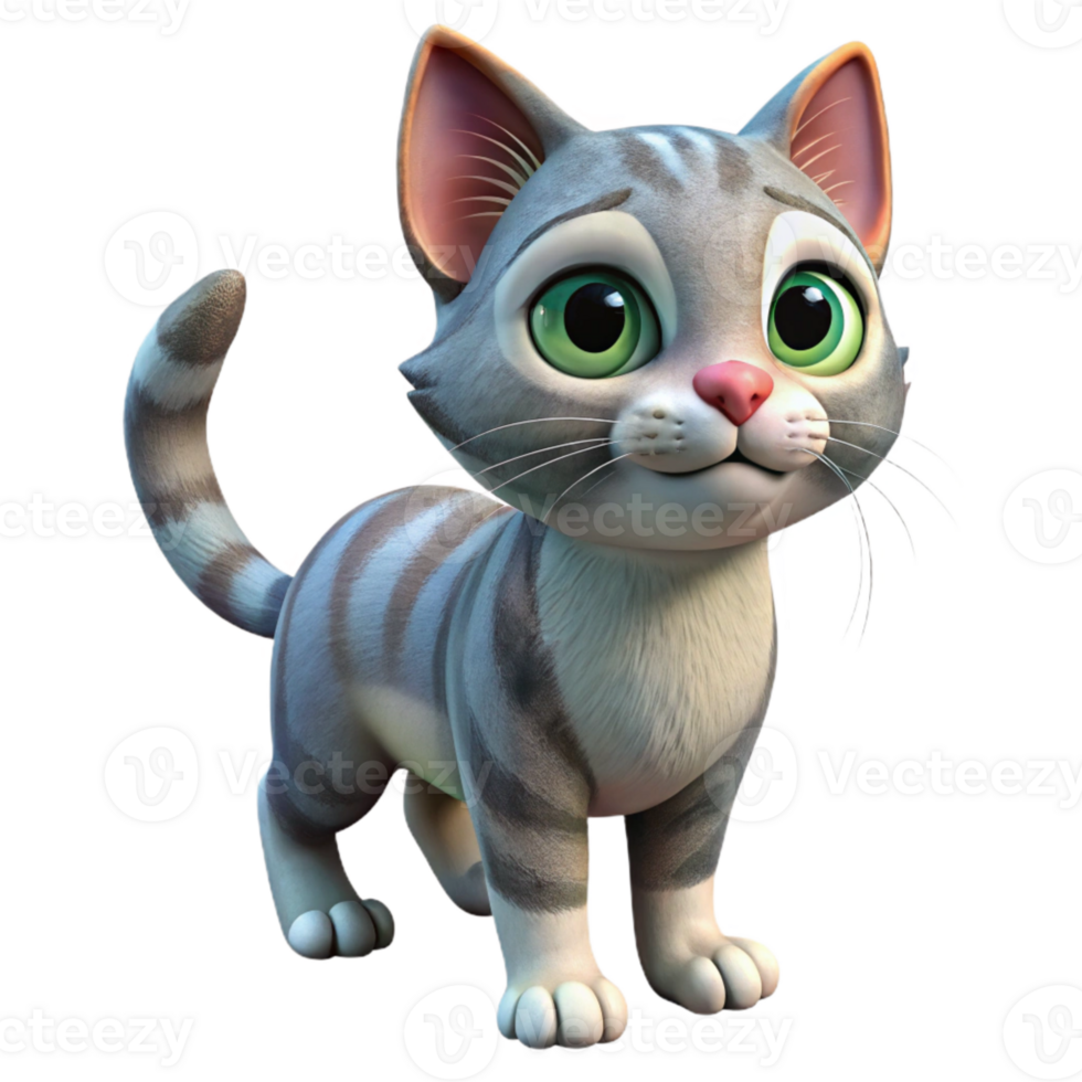 serene artistic Cat Isolated with Curious Expression original png