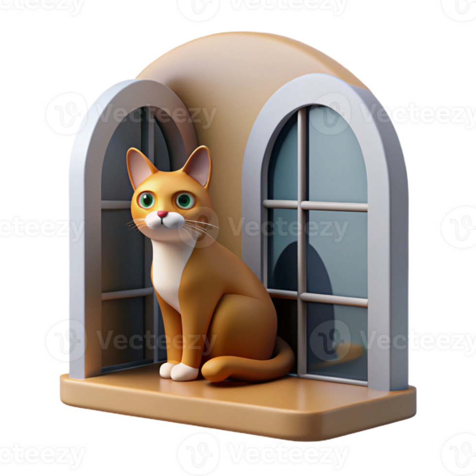 wonderful classic Cat Sitting on Windowsill Cutout professional png