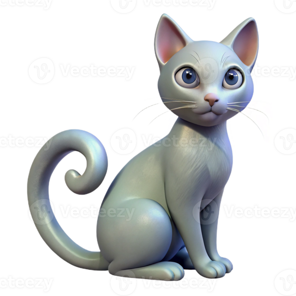 elegant classic Cat Sitting with Tail Curled Isolated on Transparent Background detailed png