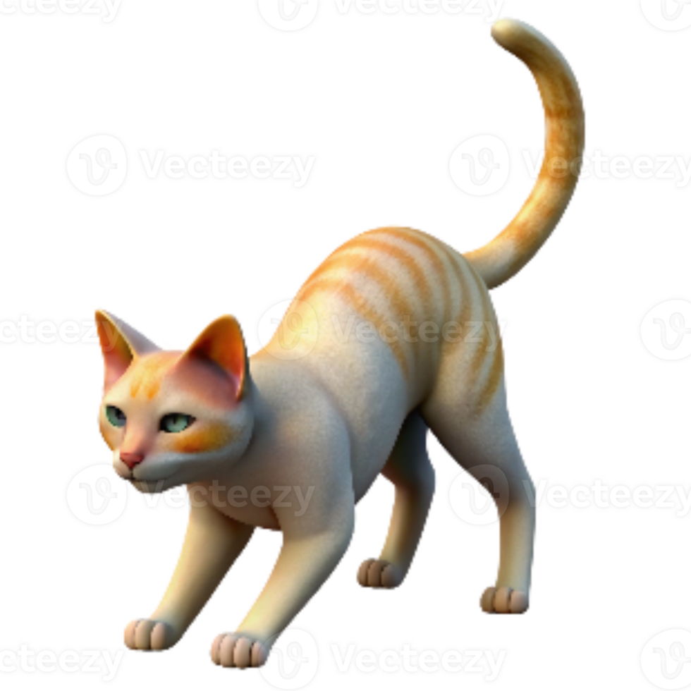 dramatic rustic Cat Stretching in Sunlight Isolated Element with Transparent Background detailed png
