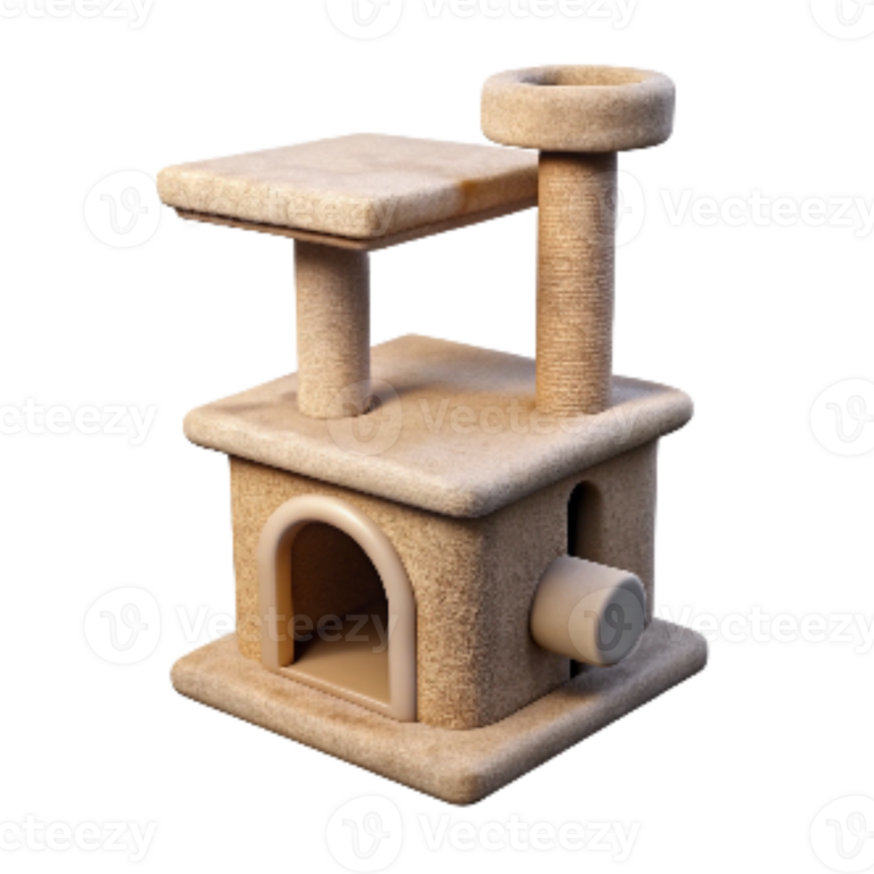 magnificent creative Cat Tree with Scratching Post Isolated Element with Transparent Background premium png