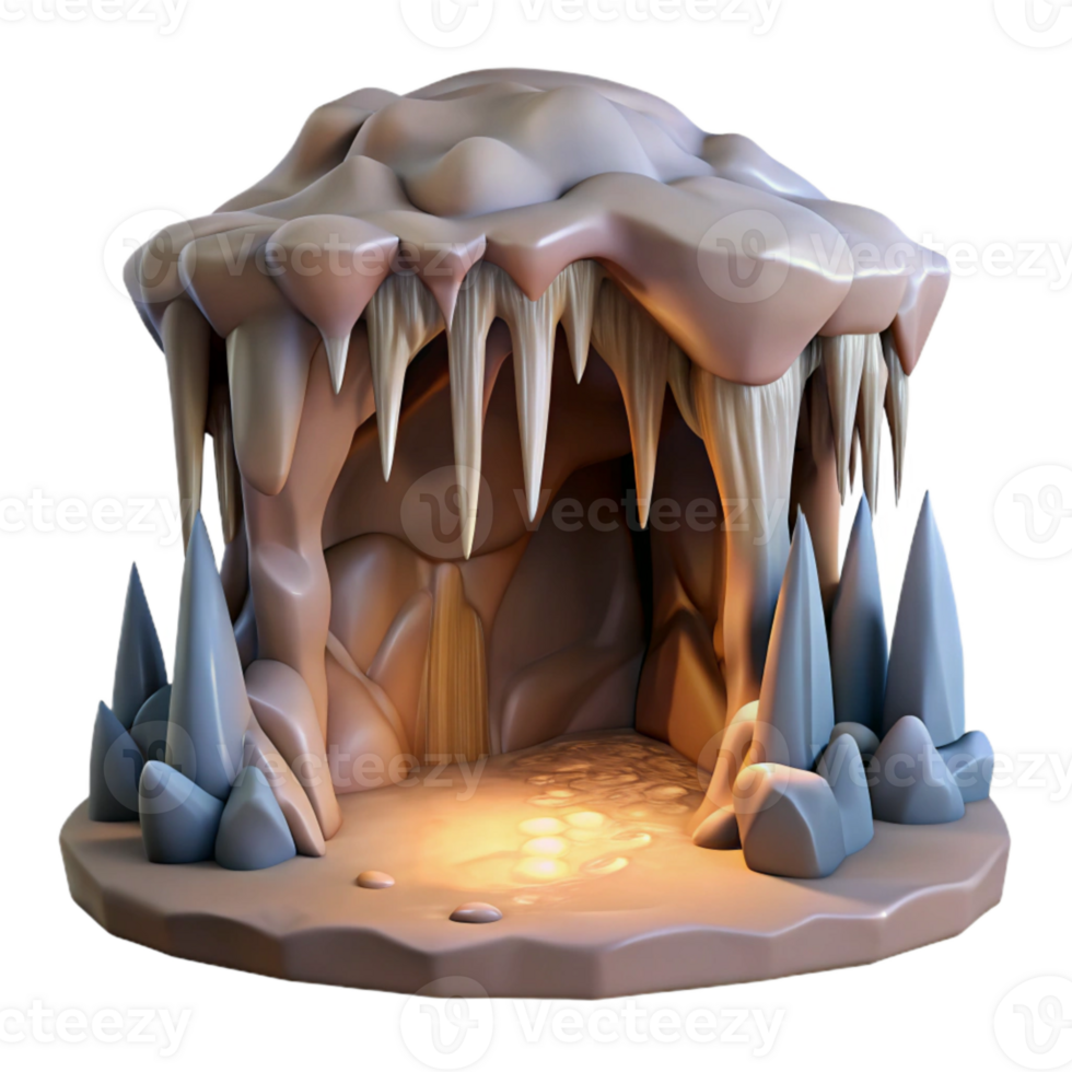 dramatic traditional Cave Interior with Stalactites Cutout genuine png