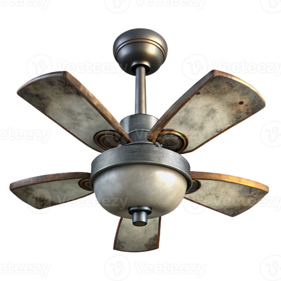 serene artistic Ceiling Fan Light Fixture Integrated Design Isolated 4K png
