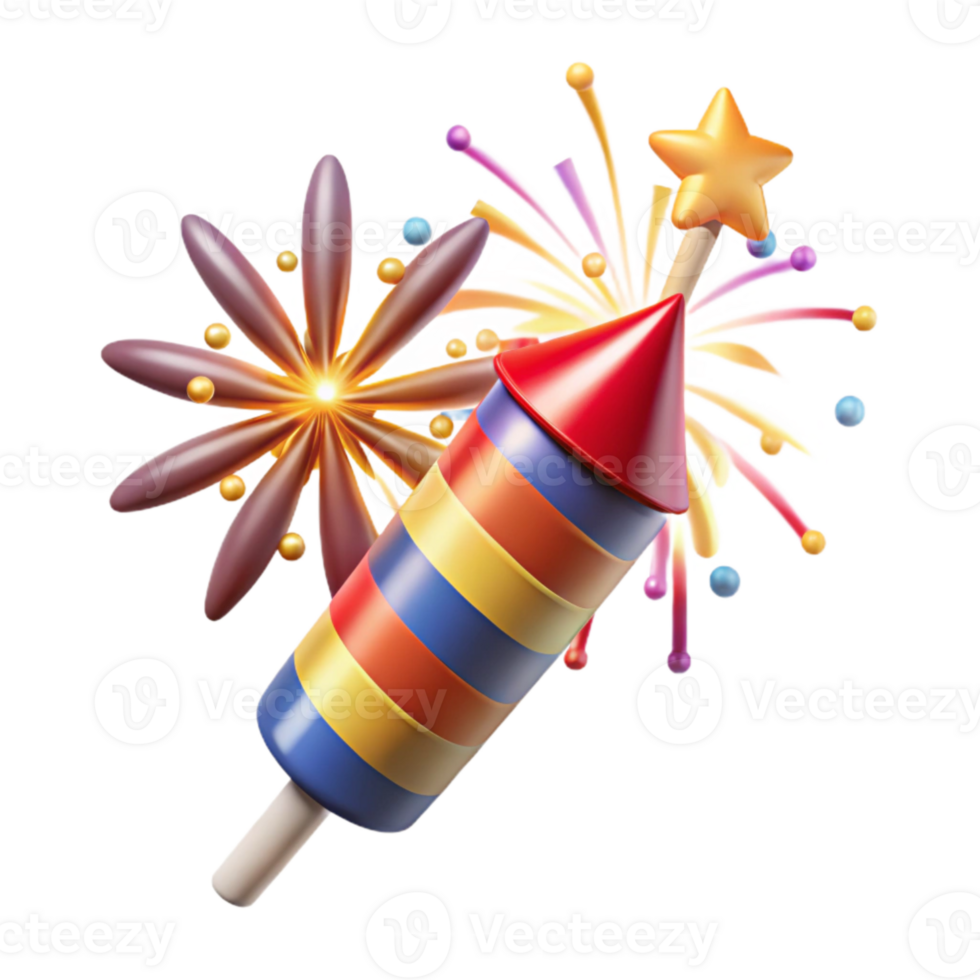 serene minimalist Celebration Fireworks Isolated on Transparent Background authentic png