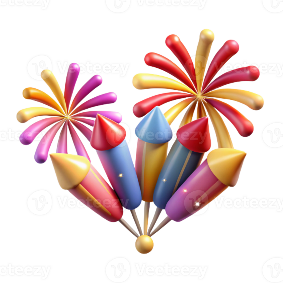 dramatic rustic Celebration Fireworks Isolated on Transparent Background high quality png