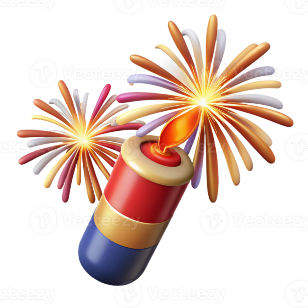 elegant contemporary Celebration Fireworks Isolated on Transparent Background 4K png