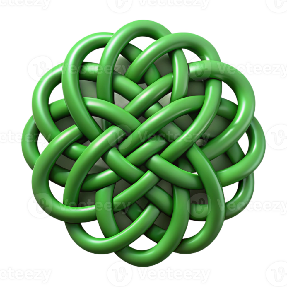 impressive vintage Celtic Knot Intricate Design Green Color Isolated Element 4K png