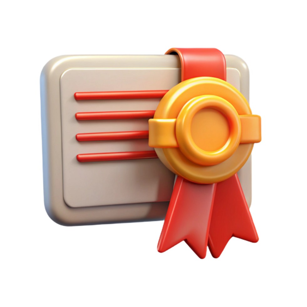 vibrant classic Certificate with Red Ribbon Transparent Background 4K png
