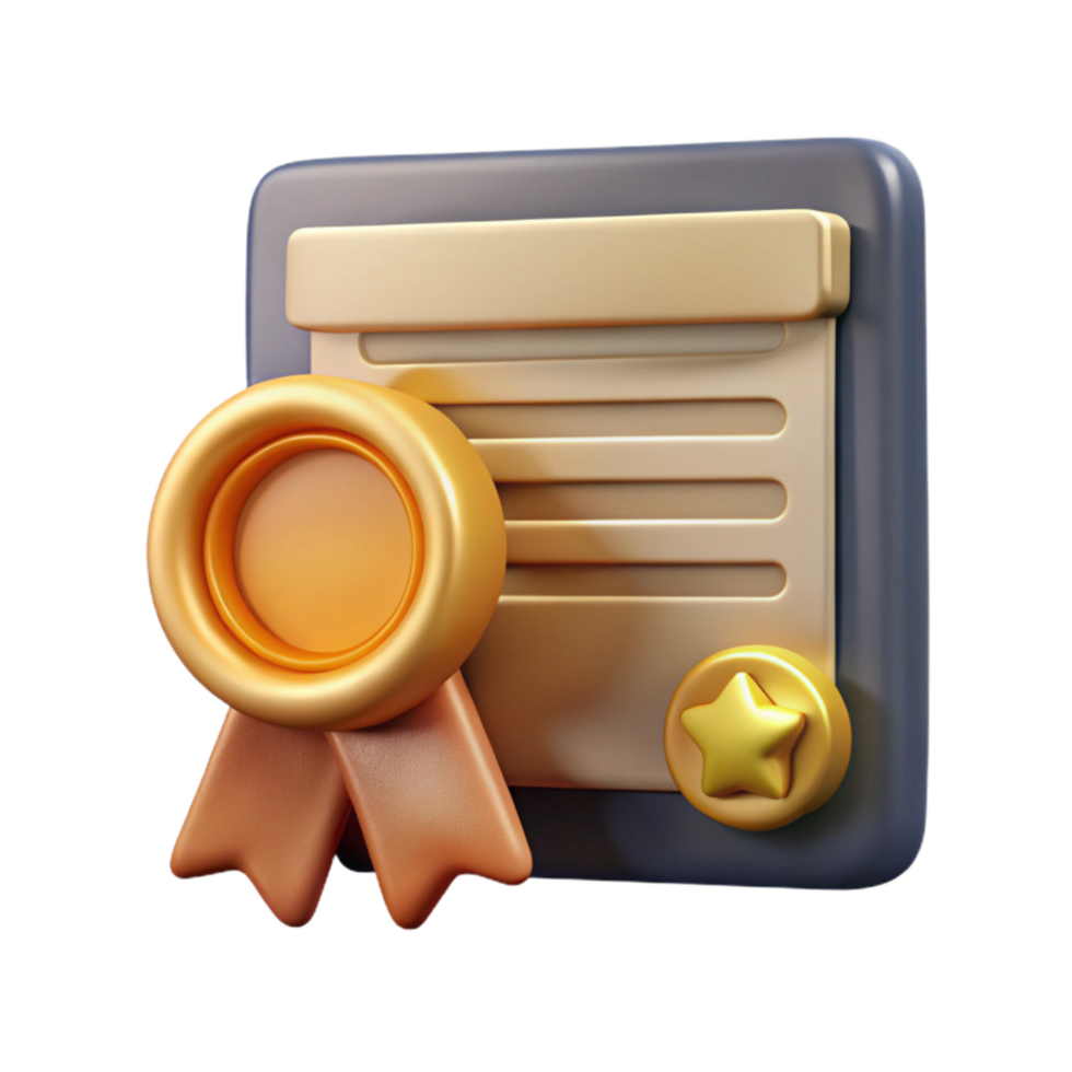 wonderful artistic Certificate of Completion with Gold Seal Cutout 4K png