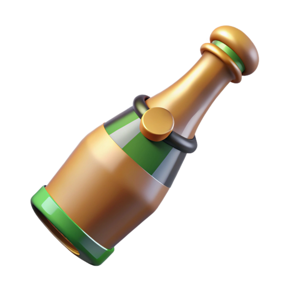 wonderful classic Champagne Bottle with Cork Popping Isolated Element high quality png