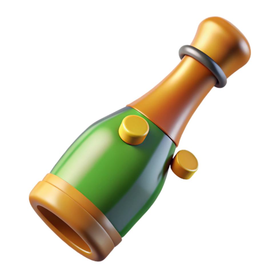 dramatic abstract Champagne Bottle with Cork Popping Isolated Element genuine png