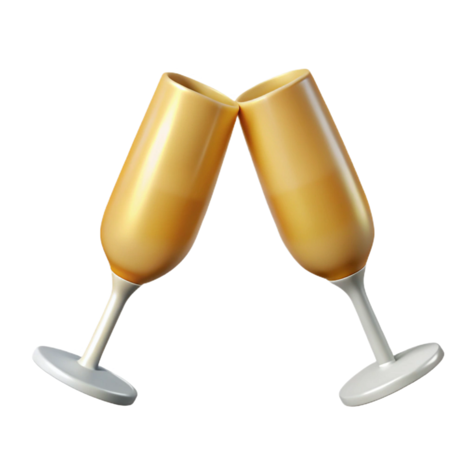 dramatic contemporary Champagne Flutes Crossed Toast Transparent Background premium png