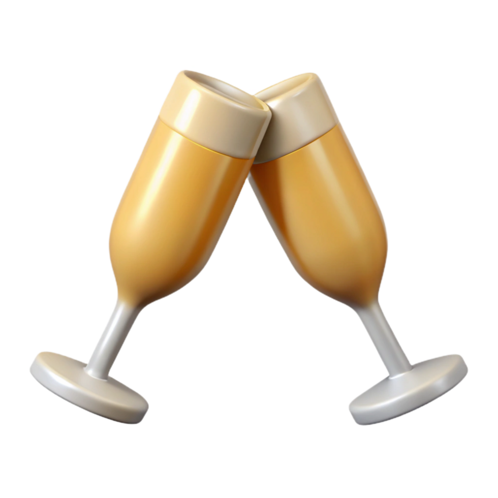 extraordinary minimalist Champagne Flutes Crossed Toast Transparent Background high resolution png