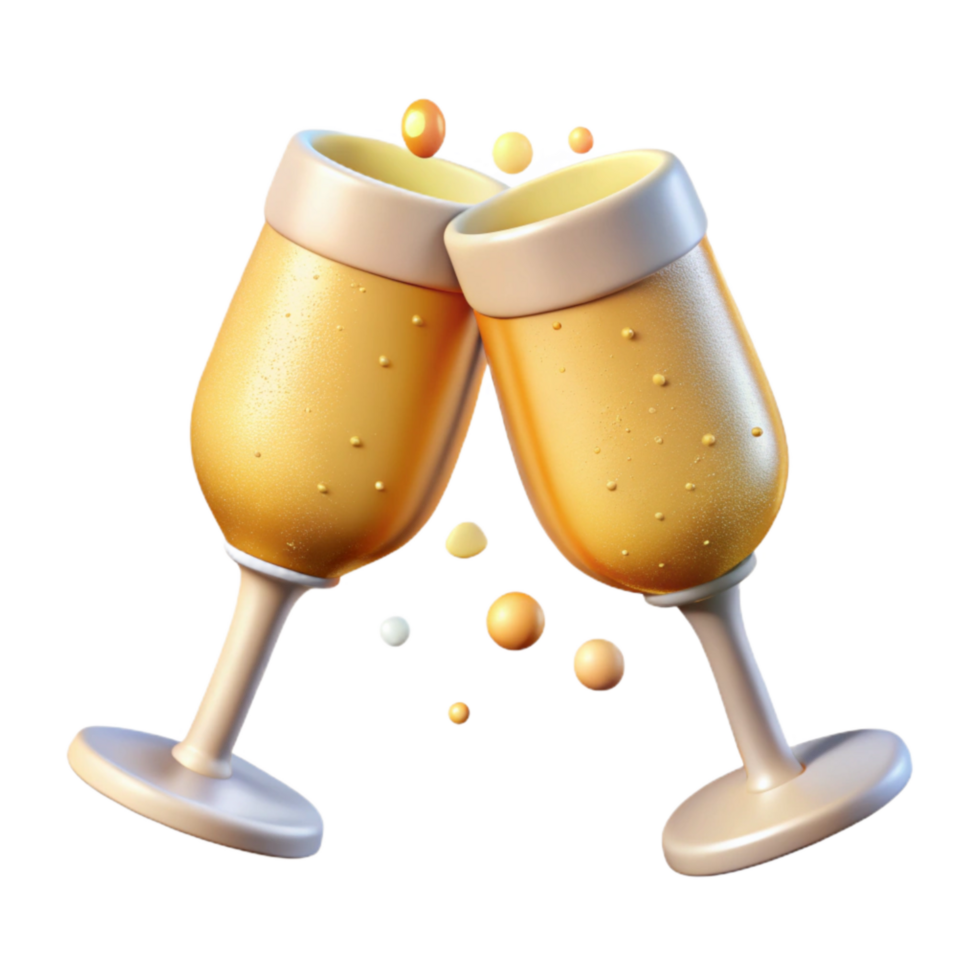stunning creative Champagne Glasses Toast Cutout with Bubbles high resolution png