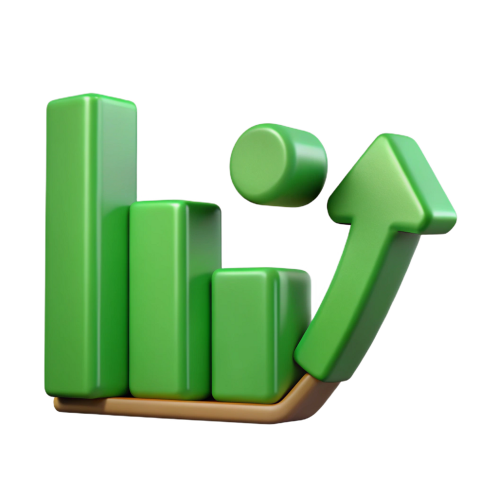 serene modern Chart with Upward Trend Business Success Green Color Isolated premium png