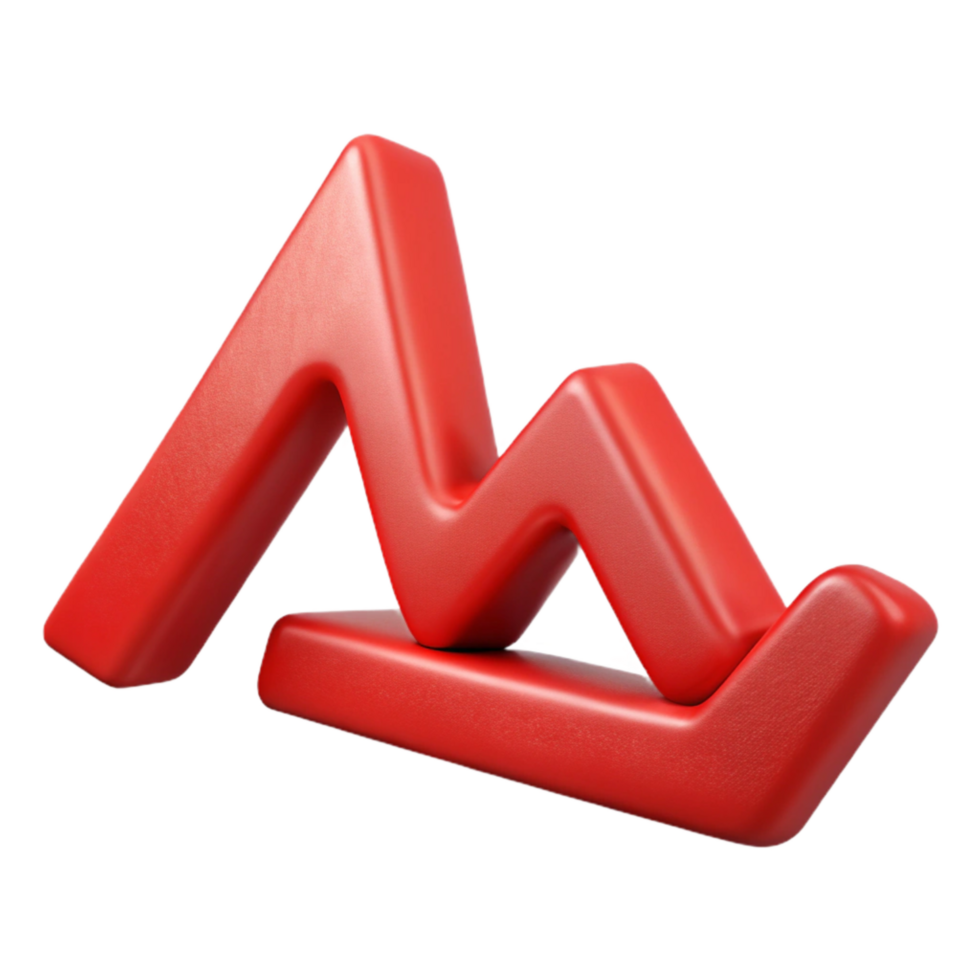 dramatic rustic Chart with Downward Trend Market Decline Red Color Isolated high resolution png