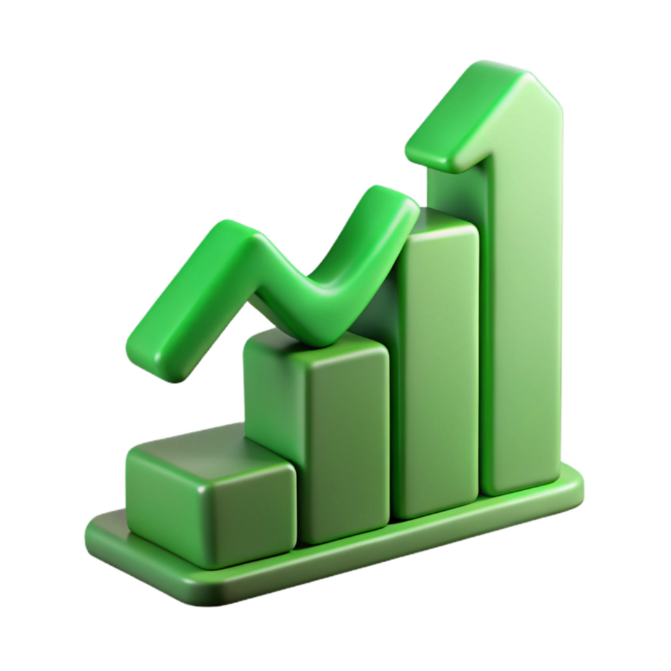 beautiful artistic Chart with Upward Trend Business Success Green Color Isolated original png